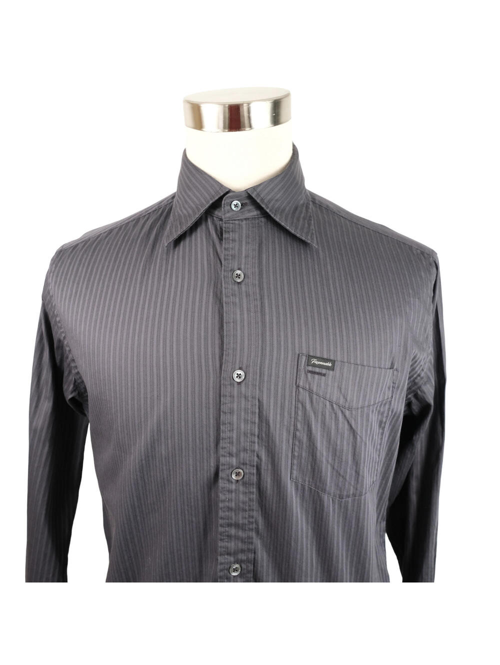 Faconnable Men's Charcoal Gray Buttun Up Shirt Medium
